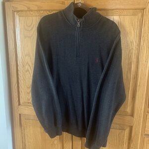 Polo Ralph Lauren Men's Charcoal Grey Quarter-Zip Sweater Size L